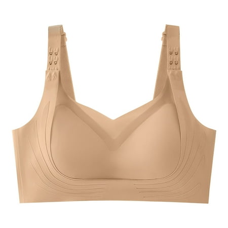 Cqxid525 Sports Bras for Women Underwear Women s Wide Straps Without Ring Gathered To Collect Side Breasts Large Size Tank Top Non Marking Bra Xl Brown