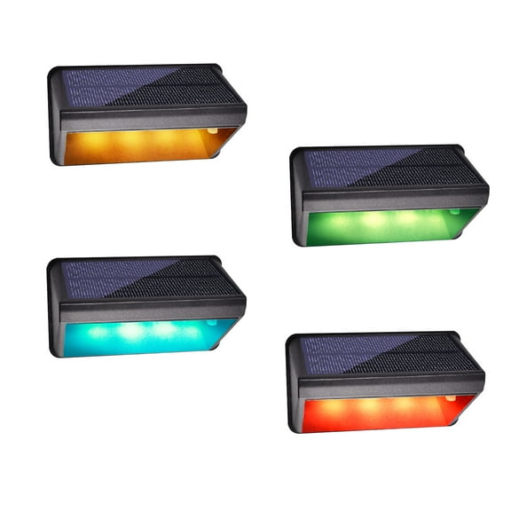 Solar Deck/Wall Lights, RGBW 4pk, 9 LED Color Options