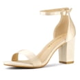 thumbnail image 1 of Sandalias Tacones Chunky De La Correa Del Tobillo Punta Abierta Satín Para Mujeres Desnudo 36, 1 of 6