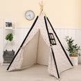 thumbnail image 1 of Indian Teepee Tent Kids play tent teepee tent for kids,play house,indoor ourdoor teepee tent/play house,100% Natural Cotton Linen Canvas Teepee Tent, Perfect for Gift(Black Window), 1 of 7