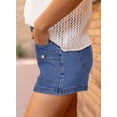 thumbnail image 4 of SHEWIN Women's Jean Shorts High Waisted Denim Shorts Casual Loose Fit Stretchy Double Button Fly Summer Pants with Pockets Blue, 4 of 10