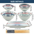 thumbnail image 2 of 7-piece Ceramic Bowl Sets, Japanese Style Bowl Gift Set, Assorted Dinnerware Serving Bowls for Cereal, Soup, Contain 2 Bowls 2 Dishes 2 Chopsticks 1 Plate, 2 of 8