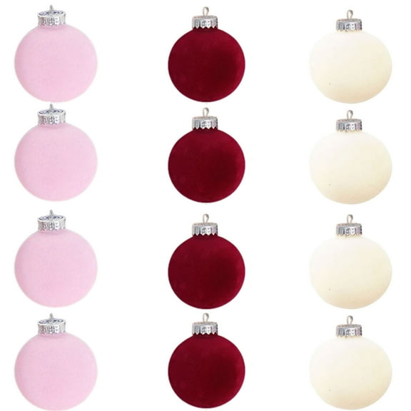 YHAJDS 12PCS Velvet Christmas Balls 8cm/3.15in Xmas Tree Ornaments Velvet Balls Shatterproof Xmas Bulbs Decorations Ball Sets Christmas Tree Hanging Balls for Wedding Holiday Party Decorations