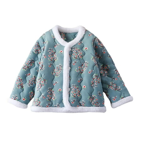 

Girls Hoodies Toddler Long Sleeve Warm Flower Prints Coatfor Babys Clothes Cute Sweatshirts Blue 3-4 Years