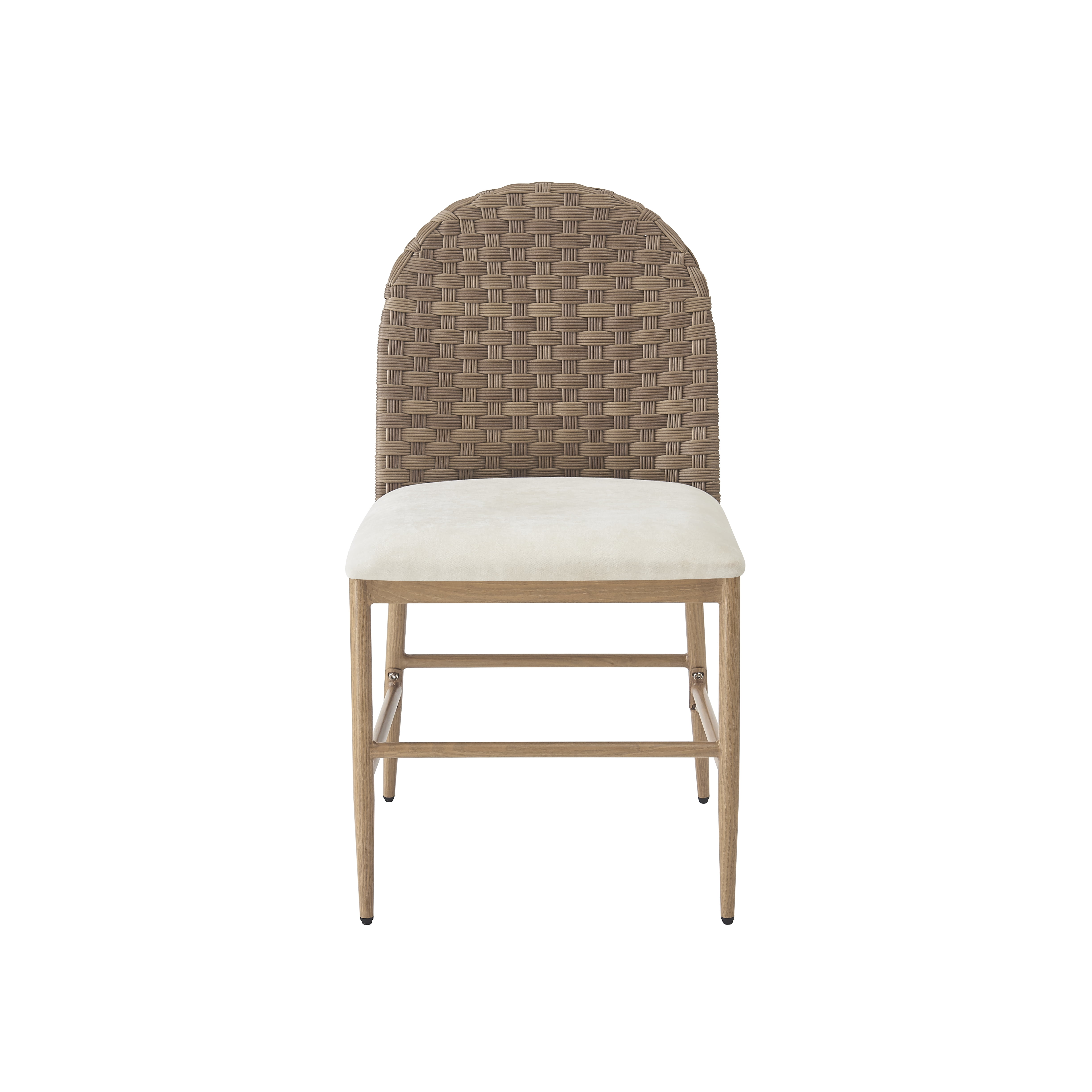 Euroco 33"H Upholstered Dining Chairs Set of 2, Farmhouse Kitchen Chairs with Rattan Backrest and Iron Frame,Armless Side Chairs for Living Room, Dining Room,Restaurant, Brown