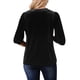 thumbnail image 3 of INSPIRAR CHIC Blusas de Terciopelo para Mujeres Cuello en V Manga de 3/4 Tendencia Casual de Otoño Invierno Blusa Tunic Suelta T-Shirt L Negro, 3 of 6