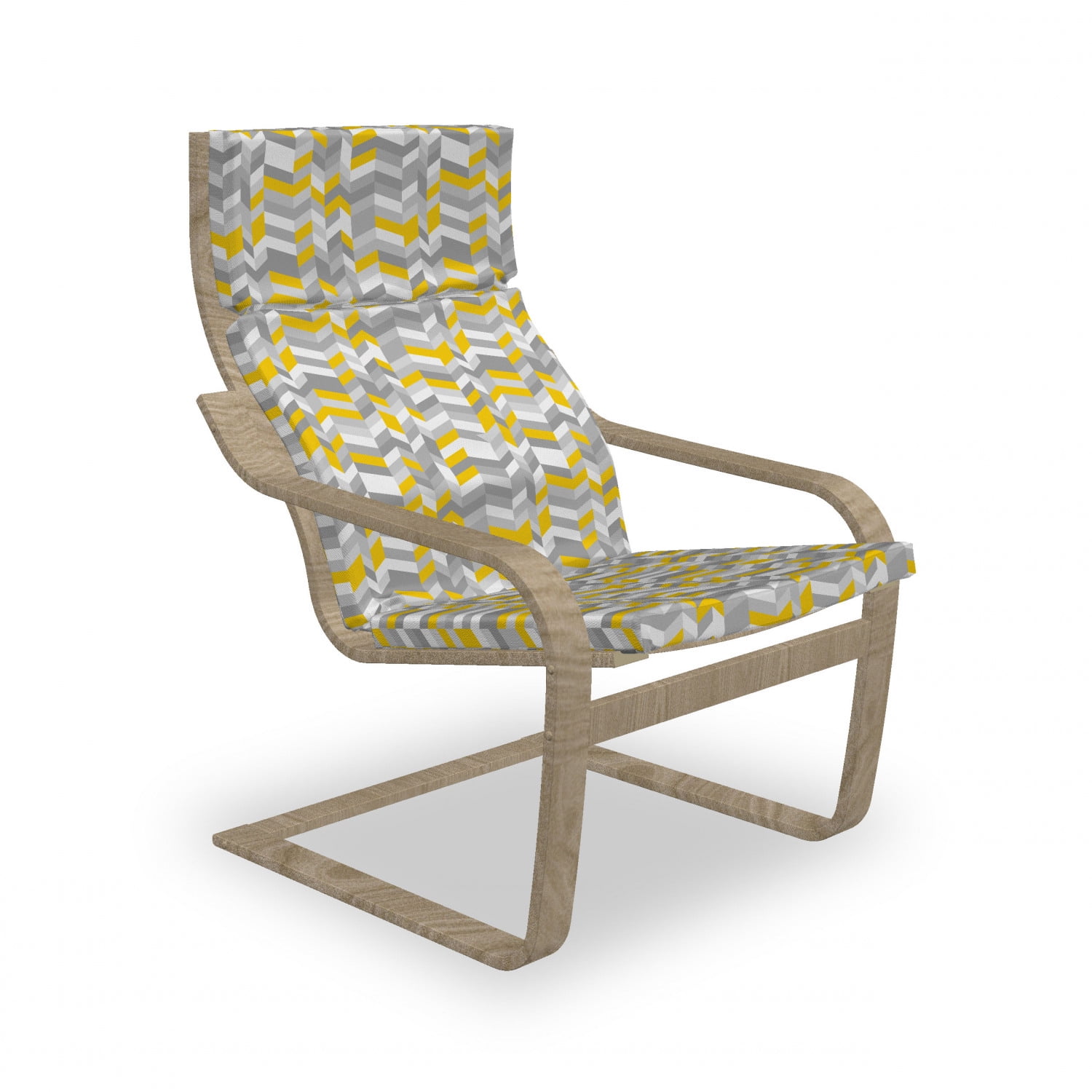 Grey and Yellow Armchair Pad and Slipcover, Geometric Vintage 60s Home