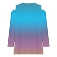 thumbnail image 5 of MuZeFu Long Sleeve Shirts for Women&nbsp; Women's Fashion Casual Gradient Long-Sleeved Pullover Top With Missing Shoulder, 5 of 5