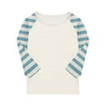 thumbnail image 4 of Xyxonk 3/4 Sleeve Shirts for Girls Summer Cute Color Block Printed Shirts Size 10-12 Shirt Trendy Kids Crewneck Knit T Shirts Plain Tween Girls Clothes Size 10 Girls Clothes Blue 100, 4 of 5