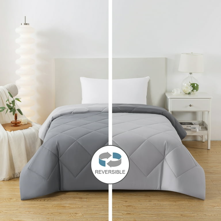 Mainstays Reversible Microfiber Comforter Grey Twin XL All-Season