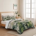 thumbnail image 5 of Full Quilt Set 78''x90'', Summer Tropical Leaves Lightweight Summer Bedspread Coverlet Set with 2 Pillow Shams, Green Palm Trees Botanical Breathable All Season Quilt Bedding for Bedroom/Guest Room, 5 of 9