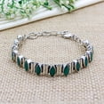 thumbnail image 4 of Tibetan Silver Elegant Handmade Green Emerald Bracelet for Women Silver Plated Designer Link Jewelry, 4 of 6