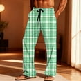 thumbnail image 2 of Tnhcen Men's Blue Plaid Pajama Pants, Elastic Waist Drawstring Lounge Pants, Two Pocket Straight Leg Sleepwear, Soft Polyester Spandex Home Wear S-3XL, 2 of 9
