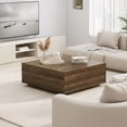 thumbnail image 2 of Blotout 47 Inch Large Square Coffee Table with 2 Deep Drawers, Modern Wooden Center Table for Living Room,  Walnut Finish, 2 of 10