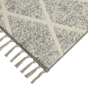 Mainstays Diamond Microfiber Plush Non-Skid Indoor 30 x 45 Accent Rug with Fringe - Grey/Ivory
