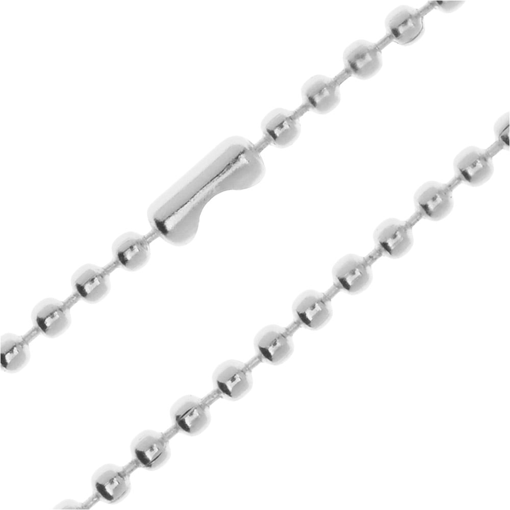 Beadaholique Silver Color Steel 2mm Ball Chain Necklace 16 Inch