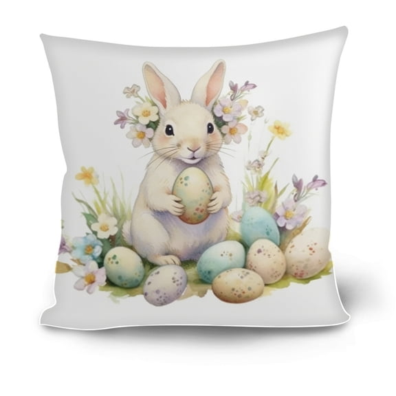 Wooowa Easter 44x44cm Painted Style Cushion Cover Soft Breathable Fabric Sofa Living Room Decor Easter Holiday Party Decoration Gift Supply