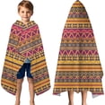 thumbnail image 3 of Boho Yellow Ethnic Geometric Pattern Hooded Bath Towel，60"x35" for Ages 3 To 12 Kids, Quick Dry Lightweight Soft Microfiber Hood Beach Towel Cover Up for Kids, 3 of 7