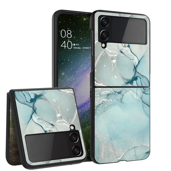 ANJ  Hard Protective Printed Case Cover Compatible with Samsung Galaxy Z Flip 4 - Green Marble