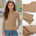 thumbnail image 2 of Abtuhar Kids Boys and Girls 5-16 Years Fall Tops Solid Rib Cuff Long Sleeve Round Neck Loose Layering Daily Blouses Shirts, 2 of 5