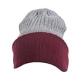 thumbnail image 2 of Top Headwear Cable Knit Long Winter Beanie - Grey/Burgundy, 2 of 5
