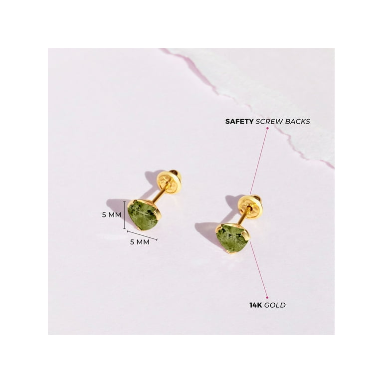 14k Yellow Gold Little 5mm Cubic Zirconia Star Screw Back Earrings Toddler  Girls - Shiny Star Earrings with Safety Screw Back Locking for Infants 