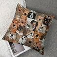 thumbnail image 7 of Acheng  Animals Throw Pillow Cushion Cover, Pattern of Pet Cats and Dogs Doodle Style Art Cartoon Style Retro Domestic Animals, Decorative Square Accent Pillow Case,Set Of 2  18x18in, 7 of 7