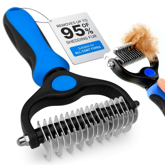 Dog Rake Brush for Shedding – Undercoat Rake for Long Haired Dogs – Reduces Loose Fur and Mats by 95%