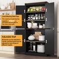 thumbnail image 3 of 71in Farmhouse Kitchen Pantry Cabinet,Tall Storage Cabinet with 4 Doors and Adjustable shelves,with Load-Bearing Steel Pipe,Wood Storage Cabinets for Kitchen,Dining Room,Bathroom(Black), 3 of 12