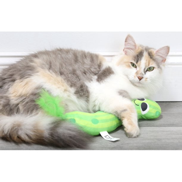 Pet Zone Catnip Jumbo Pickle Kicker Cat Toy, Green