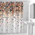 thumbnail image 4 of Abstract Check Texture Fabric Shower Curtain Orange Green White Washable Shower Curtains for Bathroom, Waterproof Bath Curtain with Hooks Home Decor 36x72in, 4 of 8