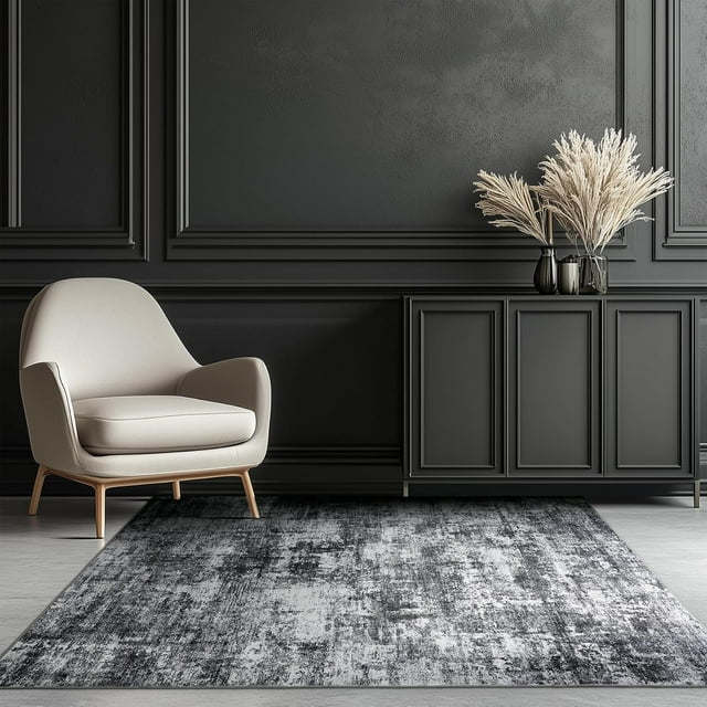 Area Rugs for Entryway x Lightweight Machine Washable Rug Vintage Area Rugs for Bedroom Neutral Bathroom Mat Indoor Carpet for Playroom Office Living Room(Grey xft)