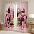 thumbnail image 2 of jejeloiu Perfume High Heels Blackout Curtains Set of 2 (52x84 Each),Romantic Valentine Rose Window Curtains,Pink Flowers Floral Curtains and Drapes For Girls Kids,Super Cozy Room Decor, 2 of 6