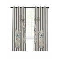 thumbnail image 7 of Easter Rabbits Blackout Curtains for Bedroom, Watercolor Flowers Bunny Love Brown Stripes Thermal Insulated Kitchen Drapes with Grommets, Light Blocking Window Treatment, 2 Panels 52" x 72", 7 of 7