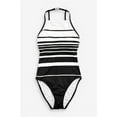 thumbnail image 6 of Lauren Ralph Lauren BLACK/WHITE Gradient High Neck Mio One-Piece Swimsuit, US 16, 6 of 6