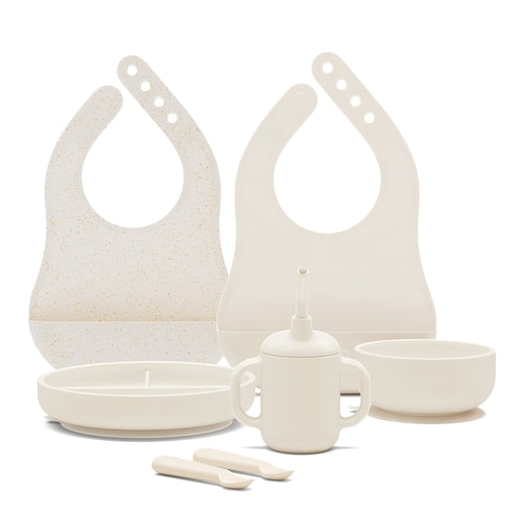 Set de alimentación Lalo First Bites de silicona para bebés, LED, destete, 6 piezas