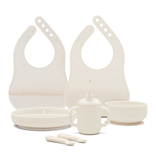 Set de alimentación Lalo First Bites de silicona para bebés, LED, destete, 6 piezas