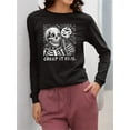 thumbnail image 2 of Creep It Real Skeleton Halloween Graphic - Women's Long Sleeve, 2 of 4