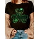 thumbnail image 1 of Women's St. Patrick's Day White T-Shirt - Casual Round Neck, Clover Print, Lightweight Polyester BleCamisetas de verano para mujer, manga corta, cuello redondo, casual, lindo, con gráficos, camisetas, 1 of 7