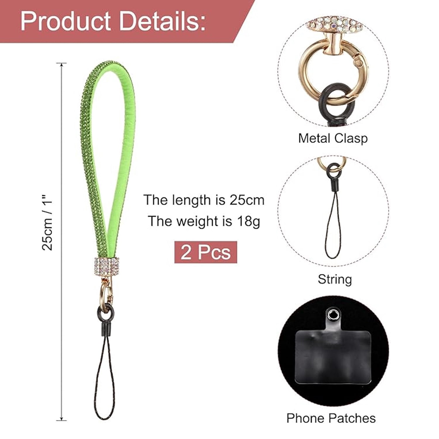 Decorative Diamond Phone Bracelet Strap - Green
