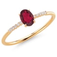 thumbnail image 3 of Gem Stone King 10K Yellow Gold Oval Ruby Red Mystic Topaz and White Lab Grown Diamond Engagement Ring for Women (0.55 Cttw, Oval 6X4MM, Gemstone, Available in Size 5, 6, 7, 8, 9), 3 of 6