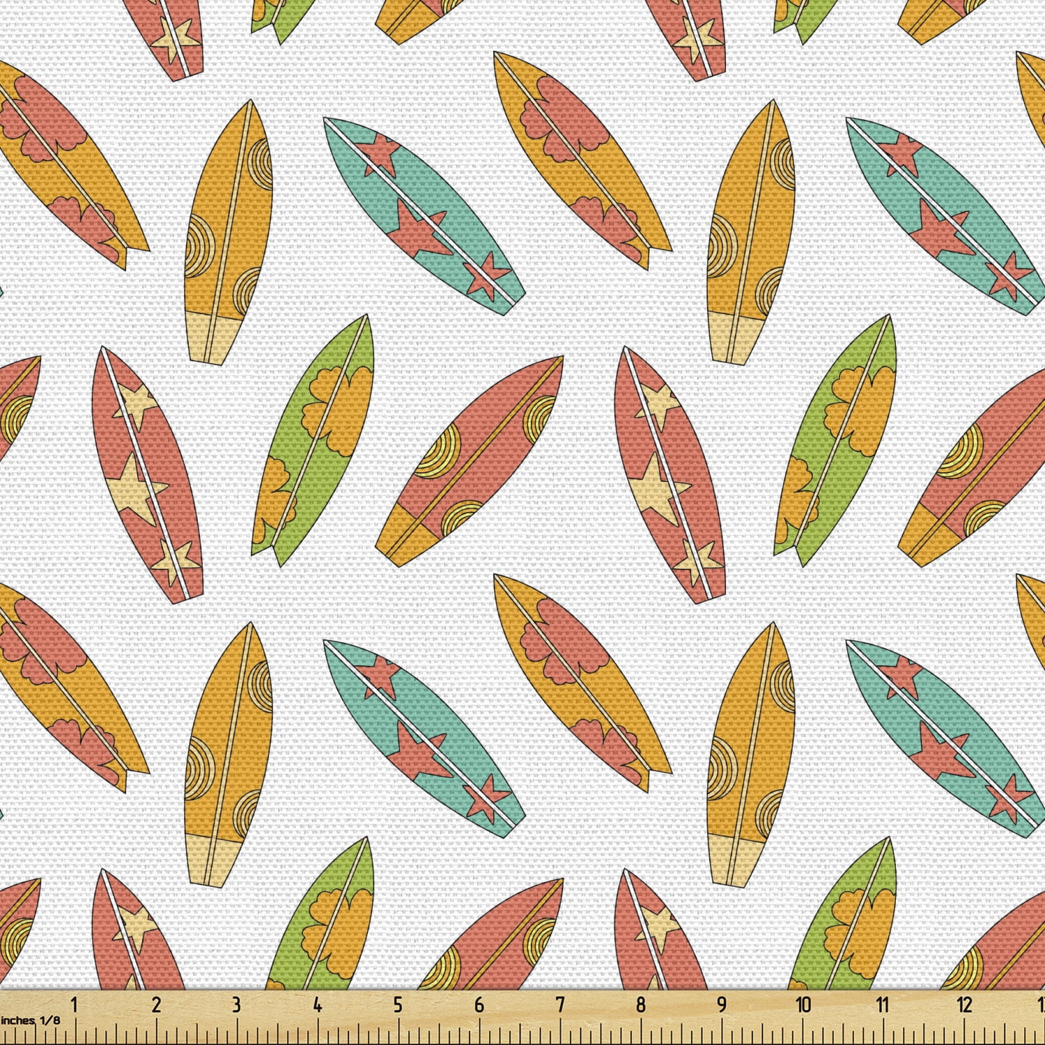 Surfboard Upholstery Fabric by the Yard, Fun Colorful Surfing Boards