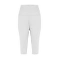 thumbnail image 5 of EchfiProm White Womens Workout Leggings Capri Yoga High Rise Elastic Waist Workout Pants L, 5 of 7