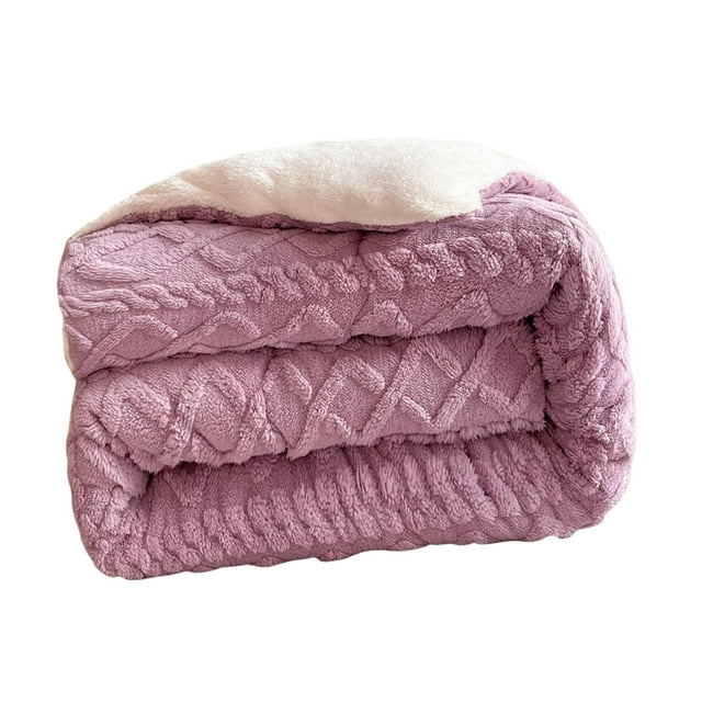 Manta de felpa reversible, suave, cálida y gruesa, de 150 x 200 cm, para invierno, 3 kg, súper gruesa. Violeta