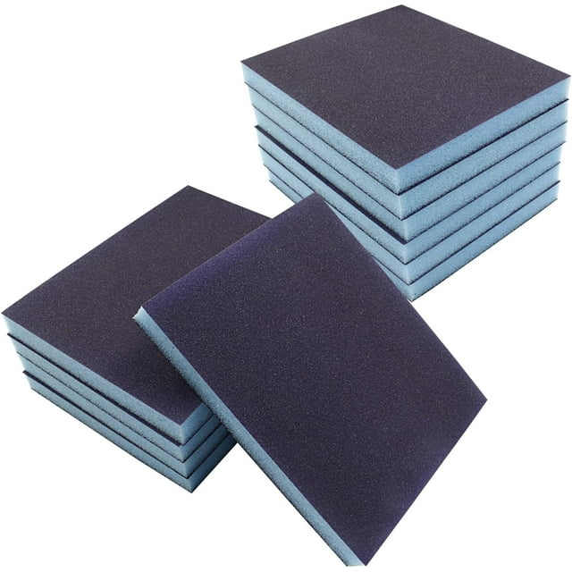 HUGFEGWE 12 Pcs 180 Blocs d'Éponges à Poncer, Kit d'Éponges à Sable Lavable et Réutilisable à Double Usage Humide et Sec pour Polissage Bois Métal CA919-80834