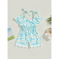 thumbnail image 4 of Wassery Toddler Girls Summer Casual Jumpsuit 9M 18M 24M 3T 4T Blue Sleeveless Ruffle Collar Floral Playsuit, 4 of 7
