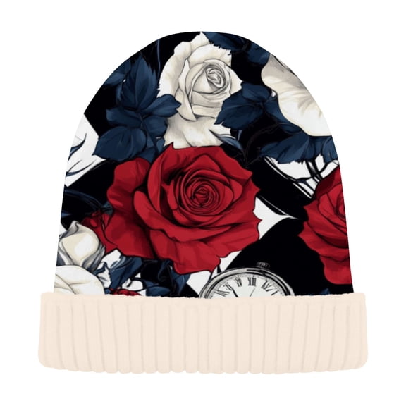 BZSMCE Winter Beanie Hats Casual Warm Cozy CapPetals Of Time Pattern