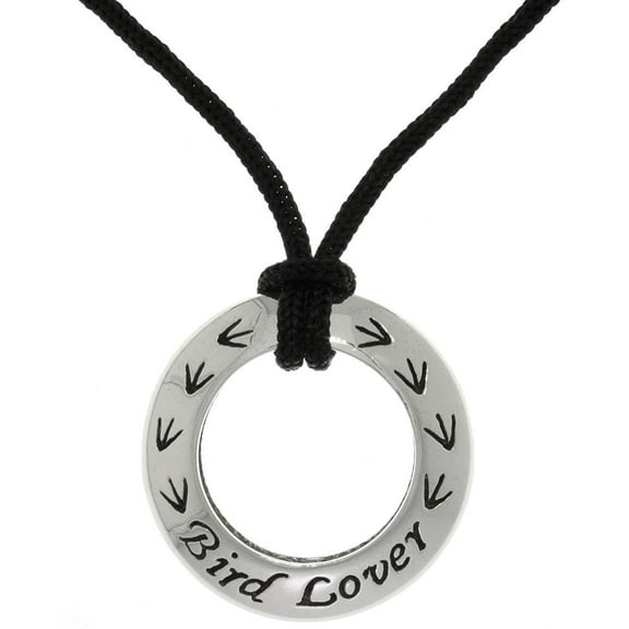 Jewelry Trends Sterling Silver Bird Lover Ring Pendant with Black Cord Necklace