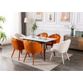 thumbnail image 5 of Guyou Velvet Dining Chair Set of 2, Modern Upholstered Vanity Armchair with Petal Back and Wooden Legs, Comfy Kitchen Side Chairs for Dining Room Bedroom Living Room, Orange, 5 of 9