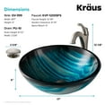 thumbnail image 6 of KRAUS 17-inch Blue Glass Nature Series Bathroom Vessel Sink and Spot Free Arlo Faucet Combo Set with Pop-Up Drain, Stainless Brushed Nickel Finish, 6 of 9